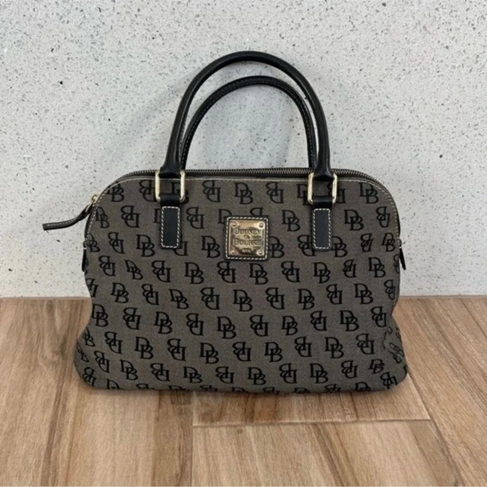 DOONEY AND BOURKE Large Domed Satchel Fabric with Classic Print - Picture 2 of 7
